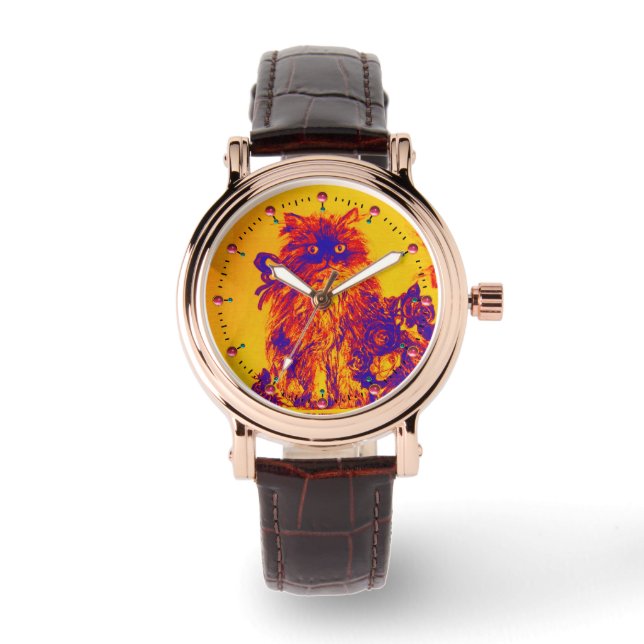 Relógio KITTY CAT / KITTEN COM ROSA Azul (Frente)