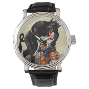 Relógio Krampus Kids no Basket Holiday Christmas Watch