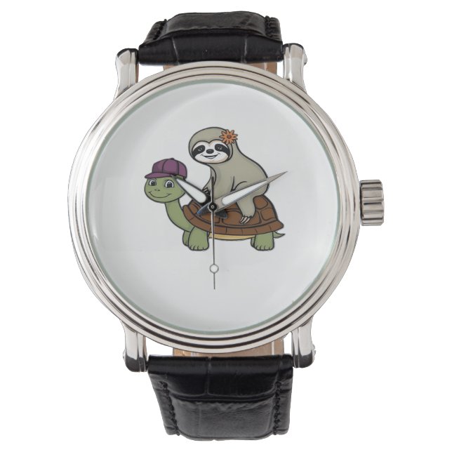 Relógio Lã montando uma tartaruga Clássica T-Shirt (Frente)