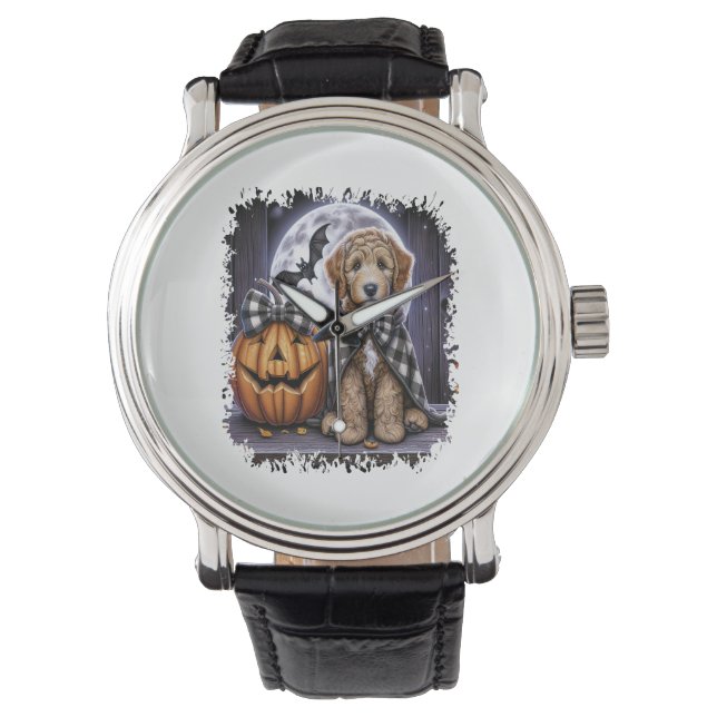 Relógio Labradoodle Dog Halloween Square (Frente)