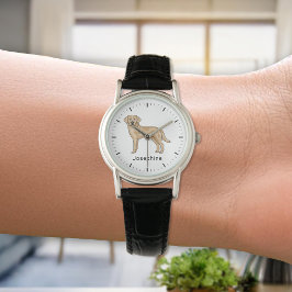 Relógio Labrador Amarelo Retriever Cute Lab Nome Arte