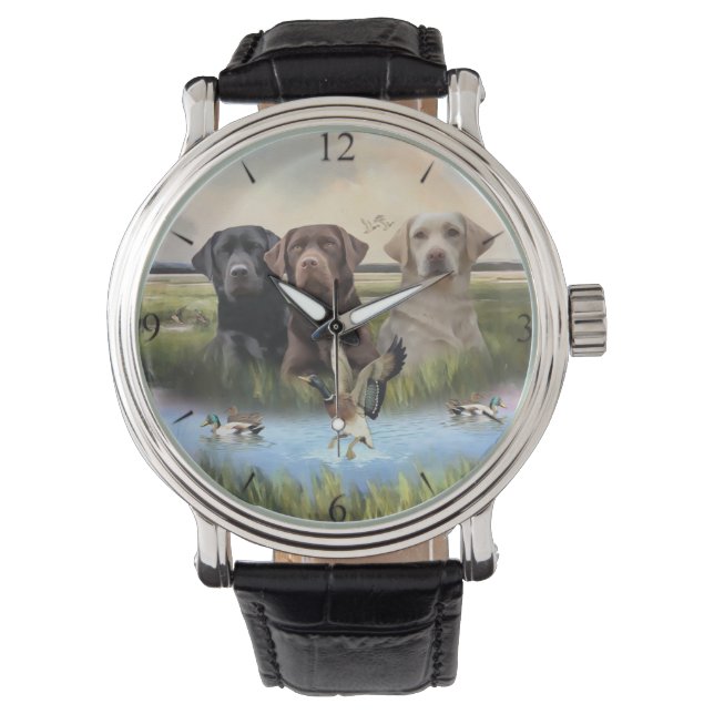 Relógio Labrador Retrievers, (Cães de caça)  (Frente)