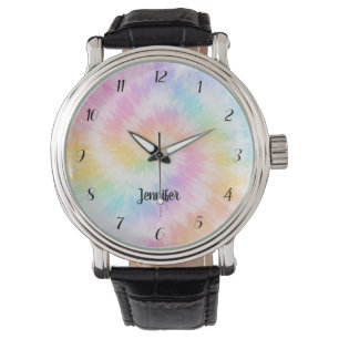Relógio Laço Dye Pastel Rosa Chic Feminino