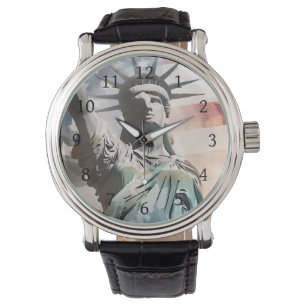 Relógio Lady Liberty e a bandeira americana