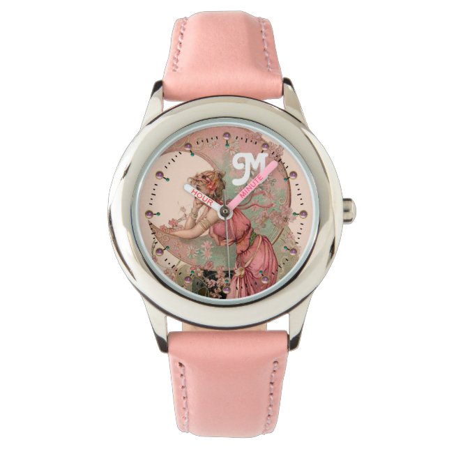 RELÓGIO LADY OF MOON WITH FLOWERS IN PINK MONOGRAM (Frente)
