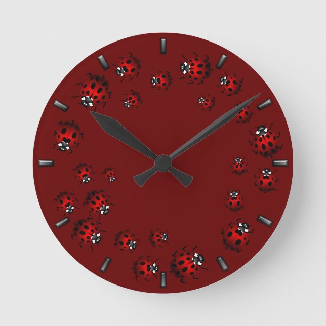 Relógio Ladybug Cute Ladybug Inseto Wall Clock (Frente)