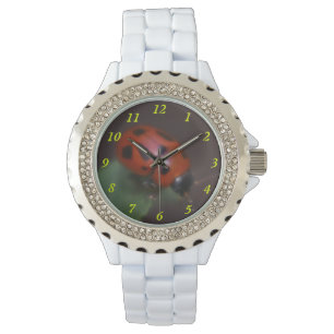 Relógio Ladybug em Flores