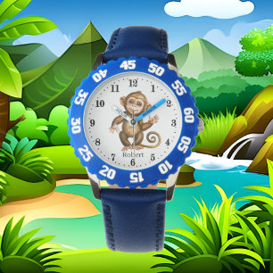 Relógio legal macaco adiciona texto