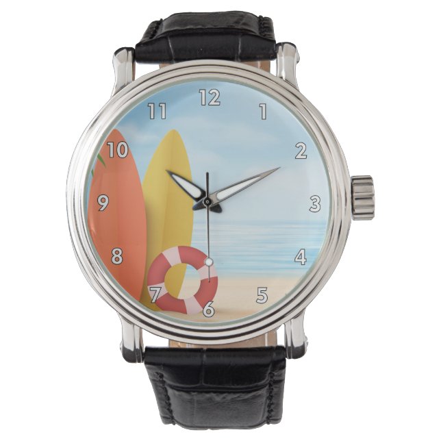 Relógio Legal Verão na praia com Conselhos Surfs (Frente)