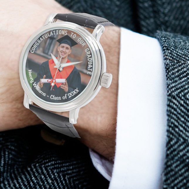 Relógio Lembrança Personalizada de Fotografia para Formatu (An elegant watch to celebrate a graduation, with custom photo, name and year)