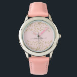 Relógio Lente rosa e Dourada<br><div class="desc">Projetado para coordenar com a nossa coleção de casamento Rosa e Dourada Glitter, este relógio bonito apresenta uma borda dourada em fundo cor-de-rosa. Para personalização mais avançada deste design, clique no botão "PERSONALIZAR" acima. Por favor, note que o brilho é como efeito impresso e não como pedaços físicos de brilho....</div>