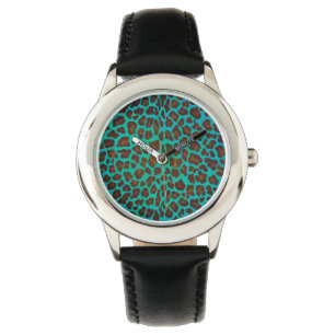 Relógio Leopard Brown e Teal Impressão