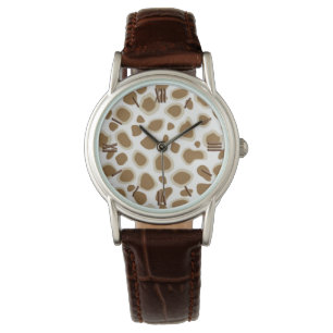 Relógio Leopard Print - Taupe Tan e White
