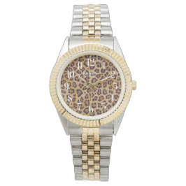 Relógio Leopardo Imprime Chic Adiciona Seu Nome Wrist Watc