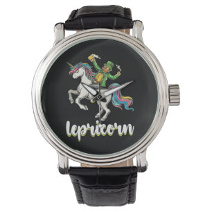 Relógio Lepricorn Leprechaun Unicórnio Dia de São Patrício