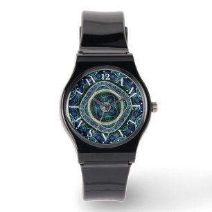 Relógio Letra personalizada Dial Julian Fractal Mandala