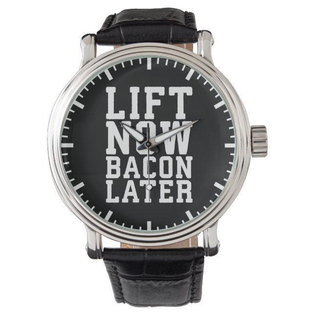 Relógio Levante Agora, Bacon Mais Tarde - Engraçado (Frente)