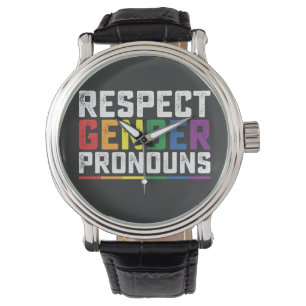 Relógio LGBT Respeite Pronomes de Gênero Gay Lésbica Trans
