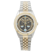 Libra Escala, Opal e Zodíaco Personalizado Dourado