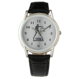 Relógio Libra Zodiac Leather Watch, protetora da coroa mas