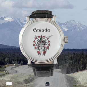 Relógio Líder Indígena Colorido Americano Nativo do Canadá