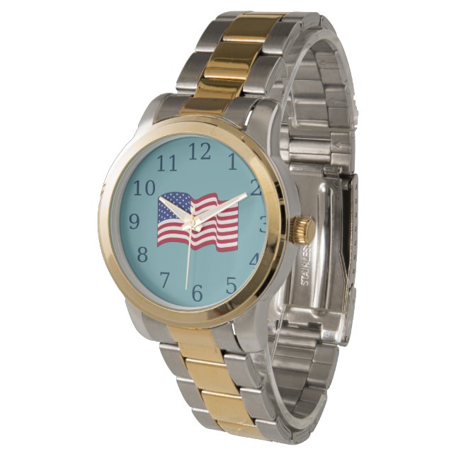Relógio Light Blue American Flag Watch (Angular)