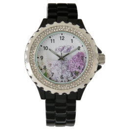 Relógio Lilac Monogram Watch | Floral Rhinestone Timepiece