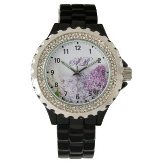 Relógio Lilac Monogram Watch | Floral Rhinestone Timepiece