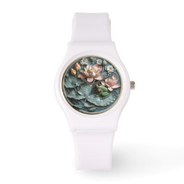 Relógio Lily Sapo Verde Bonita Passa Lírios De Água Rosa