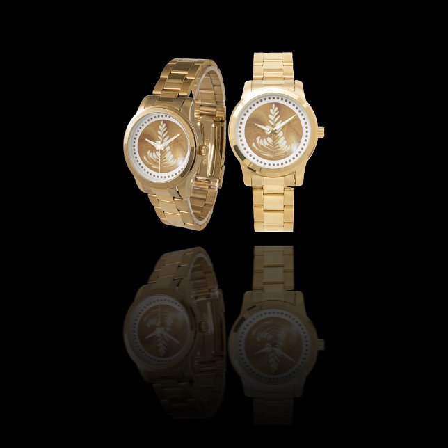 Relógio Linda Árvore de Arte Folha Lateral Dourada (Criador carregado)