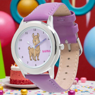 Relógio Linda Llama Animal Alpaca Menina Crianças