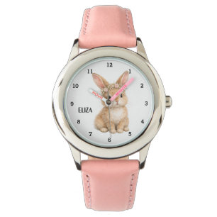 Relógio Lindas Meninas Coelho Coelhinho Rosa Floral Animal