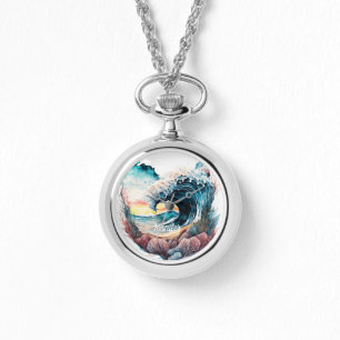 Relógio Lindas Ondas Oceânicas Coloridas