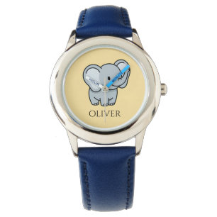 Relógio Lindo Nome de Crianças de Elefante Bebê Personaliz