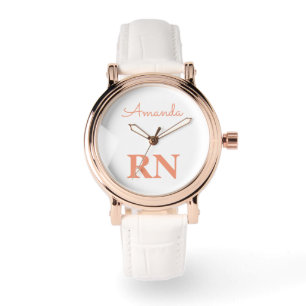 Relógio Lindo Nome Personalizado Rosa Dourado Branco Enfer