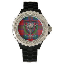 Relógio Lindsay Scottish Clan Tartan & Crest