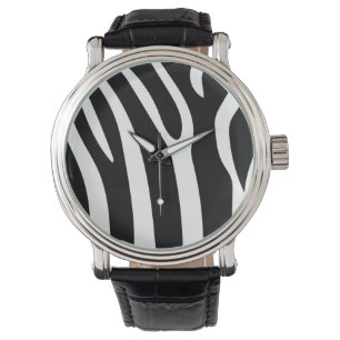 Relógio Listras Clássicas de Zebra Preto e Branco