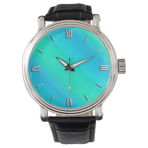 Relógio Listras da Aurora - azul, aqua, turquesa