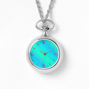 Relógio Listras da Aurora - azul, aqua, turquesa