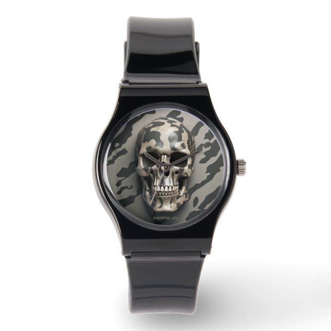 Relógio LITE EXISTENCIAL Memento Mori Camo Skull Unisex (Frente)