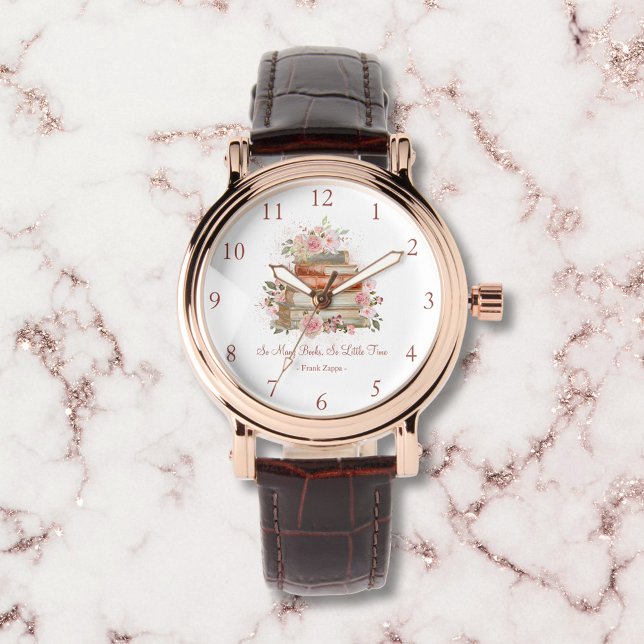 Relógio Livros de Cotação Personalizados e Rosas Rosa Vint (Close up)