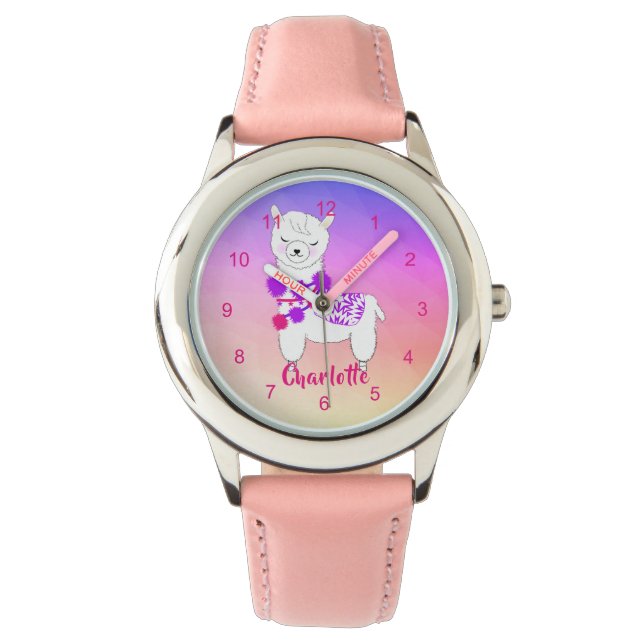 Relógio Llama Alpaca Cute Girls Personalizadas Watch (Frente)