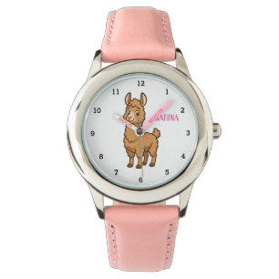 Relógio Llama Fofa Animal Alpaca Meninas Crianças