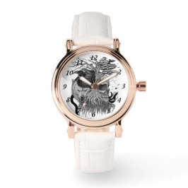 Relógio Lobo e Raven com crânio