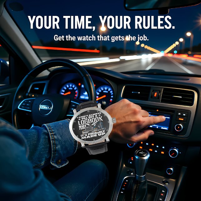 Relógio Logbook Made Up Trucker's Humorous Teal (Criador carregado)