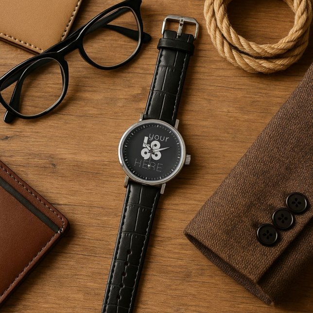 Relógio Logotipo branco personalizado mínimo moderno em pr (Criador carregado)