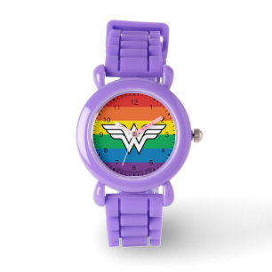 Relógio Logotipo Rainbow para Mulher Maravilha