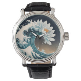 Relógio Lotus Branco e Onda Oceânica - Elegância em movime