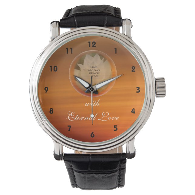Relógio Lotus Bubble SGI Buddhist Namorados Watch (Frente)