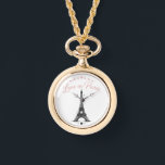 Relógio Love in Paris Pocket Watch Necklace<br><div class="desc">Capture the romance of Paris with this elegant “Love in Paris” pocket watch necklace. Featuring a charming Eiffel Tower illustration and delicate heart accents, this design blends vintage style with modern romance. Perfect for everyday wear or as a meaningful gift for someone special who loves Paris, travel, and timeless beauty....</div>